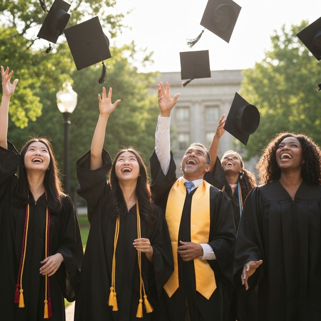 卒業を祝う学生たち