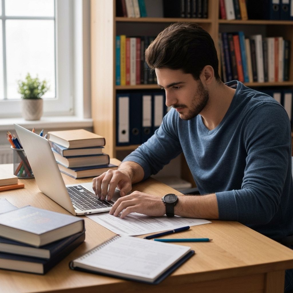 Students working on university applications